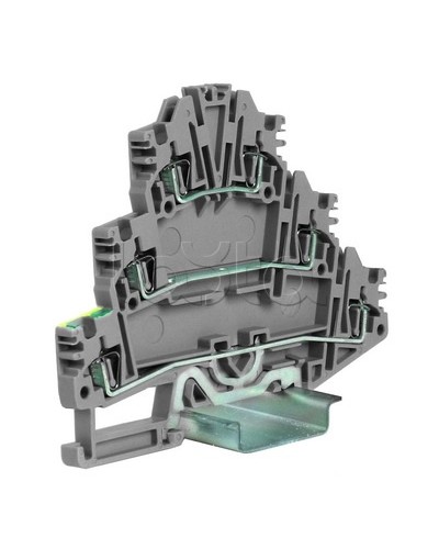 Зажим трех-уровневый c заземлением на нижнем уровне 2,5 кв.мм, серый DKC ZHL500GR в Нефтеюганске Держатели, клипсы, скобы Pintop.ru