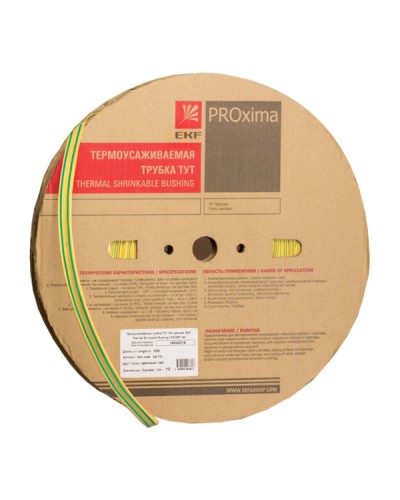 Термоусаживаемая трубка ТУТ нг 16/8 жел-зел рулон EKF PROxima (tut-16-yg) в Нефтеюганске Аксессуары для кабель-канала Pintop.ru