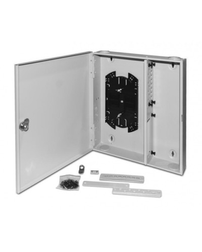 Бокс оптический универсальный настенный, от 8 до 32 портов (SC, duplex LC, ST, FC) Hyperline FO-WBX-4xSLT-W140H42-32UN-GY в Нефтеюганске Кросс оптический Pintop.ru