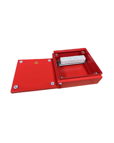 Коробка распределительная огнестойкая КРОПС, IP55, габаритные размеры 150х150х80 мм, для кабелей сечением до 25 мм2, 4 клеммы КМ-Профиль (FRJB-KM-ST5-25-04-КРОПС-IP55) в Нефтеюганске Распределительные коробки Pintop.ru