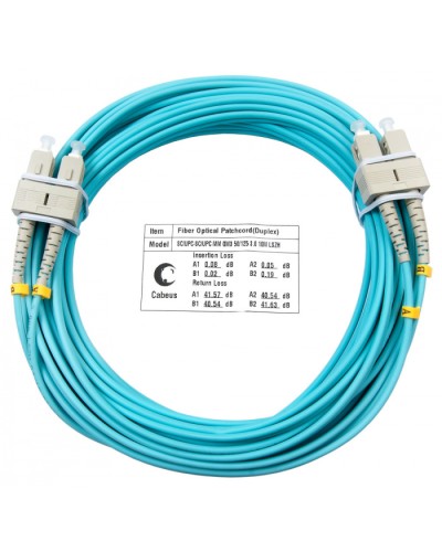 Шнур оптический duplex SC-SC 50/125 mm OM3 10м LSZH Cabeus FOP-50-SC-SC-10m в Нефтеюганске Патч-корды и пигтейлы Pintop.ru