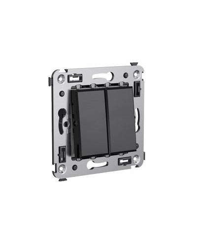 Выключатель двухклавишный в стену, Avanti, Черный квадрат DKC 4402104 в Нефтеюганске Аксессуары для стоек и шкафов Pintop.ru