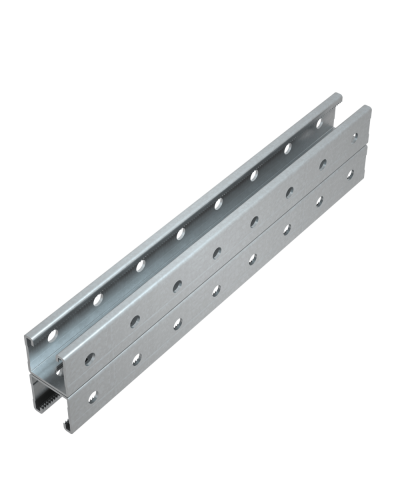 Страт-профиль двойной 41х41 L200 мм s:3,0 (тройная перфорация) КМ-Профиль (2STPV41-41-200 3P) в Нефтеюганске Аксессуары для лотков Pintop.ru