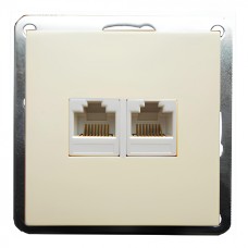 Розетка телефонная двойная 2хRJ-11 с накладкой (бежевый) LK60 (865601-1)