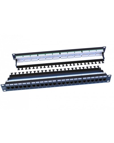 Патч-панель 19, 1U, 24 порта RJ-45, категория 6, Dual IDC, цвет черный Hyperline PP3-19-24-8P8C-C6-110D в Нефтеюганске Патч панель Pintop.ru