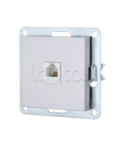 Розетка телефонная RJ-12 с накладкой (серебристый металлик) LK 80 Экопласт (845503-1) в Нефтеюганске Розетки компьютерные и телефонные Pintop.ru