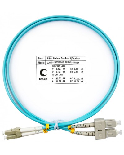 Шнур оптический duplex LC-SC 50/125 MM OM3 1 м LSZH Cabeus FOP-50-LC-SC-1M в Нефтеюганске Патч-корды оптические Pintop.ru