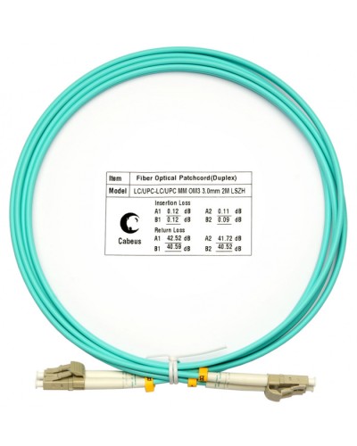 Шнур оптический duplex LC-LC 50/125 mm OM3 2м LSZH Cabeus FOP-50-LC-LC-2m в Нефтеюганске Патч-корды и пигтейлы Pintop.ru