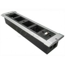 Блок настольный встраиваемый, с выключателем нагрузки на 4 модуля (45х45мм) для креп. к столу (алюмин) Экопласт 70324