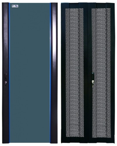 Комплект дверей 42U, 600 мм, черный, передняя - стекло, задняя - распашная перфорированна TWT TWT-CBB-DR42-6x-S-GP в Нефтеюганске Аксессуары для стоек и шкафов Pintop.ru