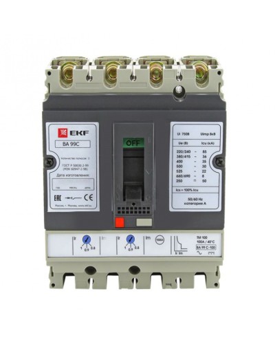 Выключатель автоматический ВА-99C (Compact NS) 160/125А 3P+N 36кА EKF PROxima (mccb99C-160-125+N) в Нефтеюганске Электротехническое оборудование Pintop.ru