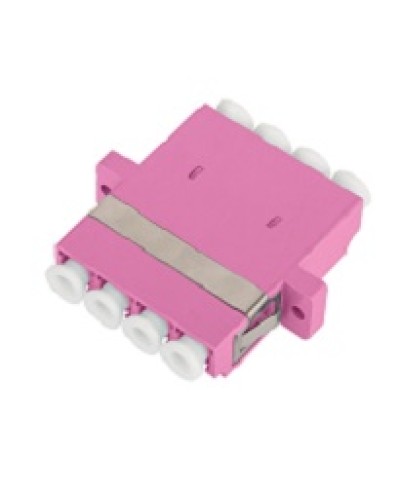 Адаптер NIKOMAX волоконно-оптический, соединительный, многомодовый, стандарта OM4, LC/UPC-LC/UPC, квадро, пластиковый, без шторки, с фланцами, маджента, уп-ка 2шт. в Нефтеюганске Проходные адаптеры и розетки оптические Pintop.ru