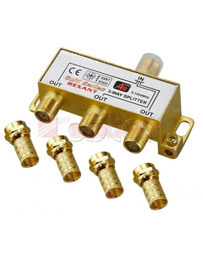 Делитель телевизионный ТВx3 + 4 шт. F BOX 5-1000 МГц GOLD (10шт/уп) REXANT 05-6102-1 в Нефтеюганске Системы видеонаблюдения Pintop.ru