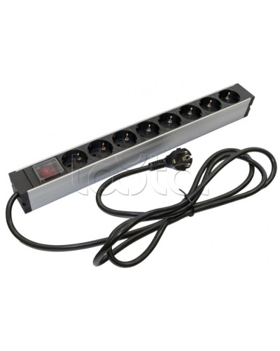 Блок розеток для 19 шкафов, горизонтальный Hyperline (SHZ19-8SH-S-2.5EU) в Нефтеюганске Блоки розеток Pintop.ru