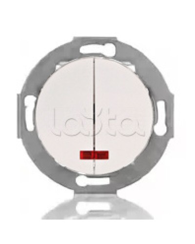 Выключатель двухклавишный Экопласт (схема 5L) с индикатором 10 A, 250 B (белый) Vintage в Нефтеюганске Розетки компьютерные и телефонные Pintop.ru