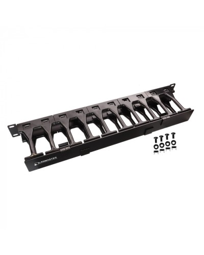 Кабельный органайзер 19 c пластиковыми пальцами глубиной 106 мм и крышкой, 2U LANMASTER (LAN-ORG-PF/S-2U) в Нефтеюганске Кабельные органайзеры Pintop.ru