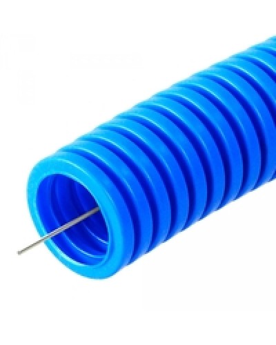 Труба гофрированная ПП тяжёлая 750 Н не распространяющая горение с/з синяя д32 (25м/1375м/ уп/пал) Промрукав PR02.0082 в Нефтеюганске Труба гофрированная Pintop.ru