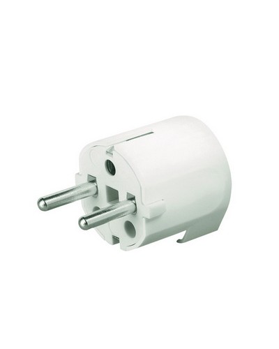 Вилка кабельная, бытовая с боковым вводом кабеля. Белая. IP20 16А 2P+E 230В DKC DIS13083 в Нефтеюганске Аксессуары для стоек и шкафов Pintop.ru