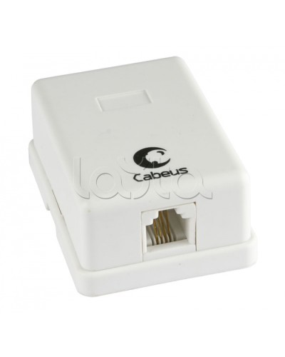 Розетка телефонная RJ-12(6P4C), одинарная, внешняя, белая Cabeus WS-6P4C-TEL-1 в Нефтеюганске Розетки компьютерные и телефонные Pintop.ru