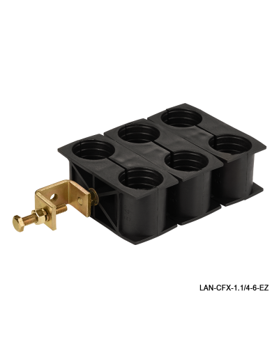 Комплект крепления для 6-ти коаксиальных кабелей диаметром 1-1/4, со струбциной LANMASTER LAN-CFX-1.1/4-6-EZ в Нефтеюганске Аксессуары для стоек и шкафов Pintop.ru