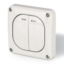 Выключатель однополюсный, двухклавишный DKC DIS1373022