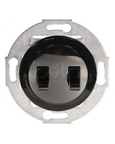 Экопласт Выключатель 2-рычажковый (схема 5) 10 A, 250 B (черный) Vintage в Нефтеюганске Розетки компьютерные и телефонные Pintop.ru