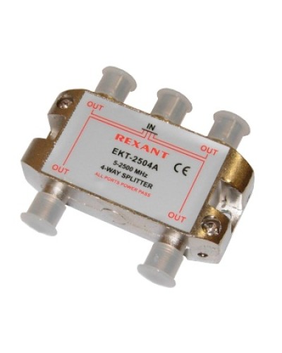 Делитель телевизионный ТВх4 под F разъём 5-2500 МГц СПУТНИК (10шт/уп) REXANT 05-6203 в Нефтеюганске Системы видеонаблюдения Pintop.ru