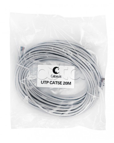 Шнур коммутационный 2xRJ-45/8P8C U/UTP кат.5е (20 м) Cabeus PC-UTP-RJ45-Cat.5e-20m в Нефтеюганске Патчкорды (медные) Pintop.ru