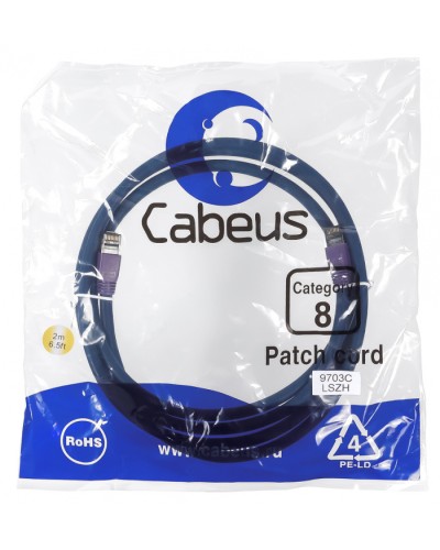 Патч-корд S/FTP Cabeus PC-SSTP-RJ45-Cat.8-2m-LSZH в Нефтеюганске Патчкорды (медные) Pintop.ru