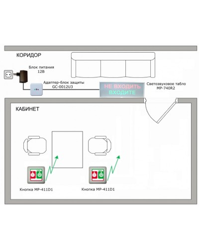 Радиокомплект светового и звукового вызова Hostcall MP-911W2 в Нефтеюганске Система оповещения и трансляции Hostcall Pintop.ru