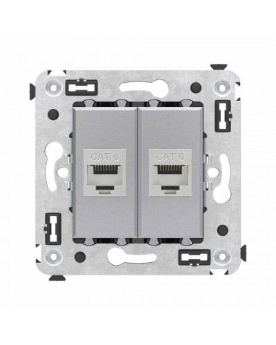 Компьютерная розетка RJ-45 в стену, кат.6 двойная экранированная, Avanti, Закаленная сталь DKC (4404794) в Нефтеюганске Розетки компьютерные и телефонные Pintop.ru