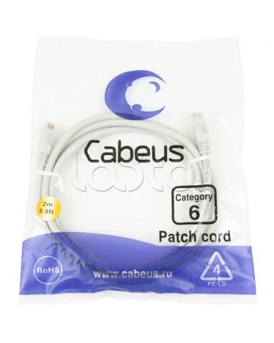 Шнур коммутационный 2xRJ-45/8P8C U/UTP кат.6 (1.5 м) Cabeus PC-UTP-RJ45-Cat.6-1.5m в Нефтеюганске Патчкорды (медные) Pintop.ru