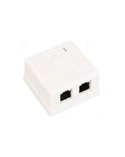 Розетка компьютерная RJ-45 (8P8C), категория 5e, двойная, внешняя (настенная), Dual IDC, белая в Нефтеюганске Розетки компьютерные и телефонные Pintop.ru