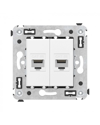 Компьютерная розетка RJ-45 без шторки в стену, кат.5е двойная, Avanti, Белое облако DKC 4400664 в Нефтеюганске Розетки компьютерные и телефонные Pintop.ru