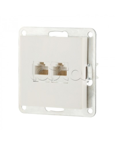 Розетка компьютерная двойная 2хRJ-45 кат.5е с накладкой (белый) LK80 Экопласт (846204-1) в Нефтеюганске Розетки компьютерные и телефонные Pintop.ru