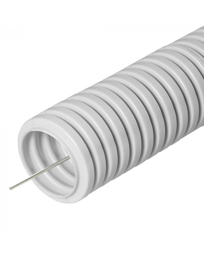 Труба ПВХ гибкая гофрированная д.20мм, лёгкая с протяжкой, 100м, цвет серый Cabeus (FCPL-20-PVC-100-1-GY) в Нефтеюганске Труба гофрированная Pintop.ru