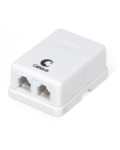 Розетка телефонная RJ-12(6P4C), двойная, внешняя, белая Cabeus WS-6P4C-TEL-2 в Нефтеюганске Розетки компьютерные и телефонные Pintop.ru