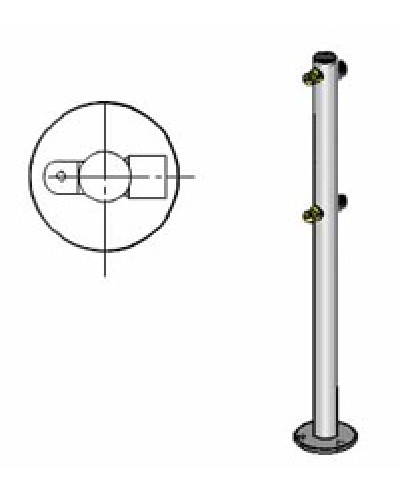 Стойка ограждения с 2-мя полупетлями под поворотную створку или секциюi-образная, 2 муфты Oxgard Стойка ограждения с 2-мя полупетлями i-образная (ВЗР 1996.01-01) в Нефтеюганске Ограждения Pintop.ru