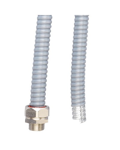 Металлорукав DN 15мм в ПВХ изоляции, Dвн 15,5 мм, Dнар 19,5, 50 м, цвет серый DKC 6071R-015 в Нефтеюганске Металлорукав Pintop.ru