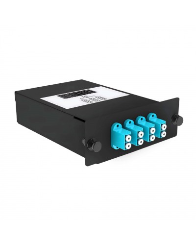 Кассета кроссовая 1 разъем черный Cabeus (FO-OM3-1x8MPO(m)/U-8xLC/U-А-BK) в Нефтеюганске Кросс оптический Pintop.ru