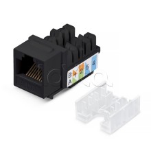 Вставка Keystone Jack RJ-45, категория 5e, заделка тип 110, черная, со стяжкой Cabeus KJ-RJ45-Cat.5e-90-SW-BK