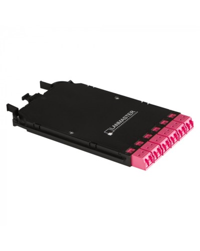 Компактная MPO кассета OM4, 12xLC, тип B, низкие потери, черная LANMASTER (LAN-MCCB-1M-12LC/OM4) в Нефтеюганске Патч-корды оптические Pintop.ru