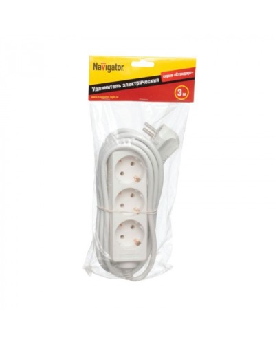Удлинитель Navigator 94 179 NPE-S-03-300-E-3x1 с/з 3 гн. 3м в Нефтеюганске Блоки розеток Pintop.ru