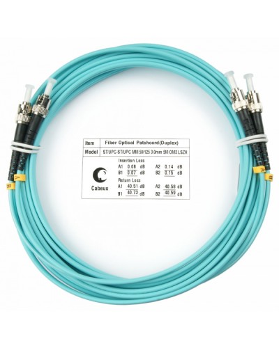 Шнур оптический duplex ST-ST 50/125 mm OM3 20м LSZH Cabeus FOP-50-ST-ST-20m в Нефтеюганске Патч-корды и пигтейлы Pintop.ru