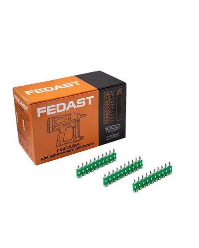 Гвозди 3.0*22 мм усиленные для монтажного пистолета (1000 шт/уп) FEDAST fd3022eg в Нефтеюганске Крепеж: Дюбели, шурупы, саморезы Pintop.ru