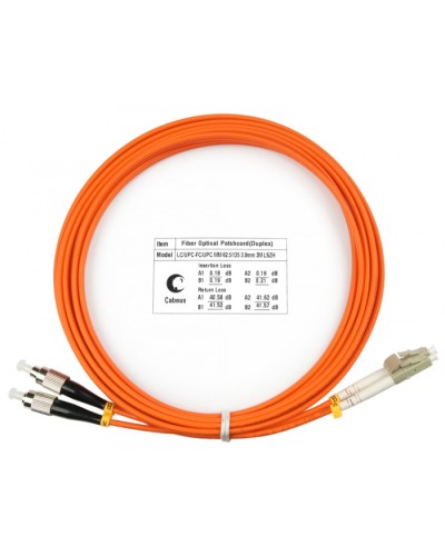 Шнур оптический duplex LC-FC 62,5/125 mm 3м LSZH Cabeus FOP-62-LC-FC-3m в Нефтеюганске Патч-корды оптические Pintop.ru