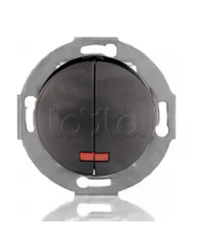 Выключатель двухклавишный Экопласт (схема 5L) с индикатором 10 A, 250 B (черный ) Vintage в Нефтеюганске Розетки компьютерные и телефонные Pintop.ru