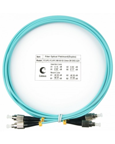 Шнур оптический duplex FC-FC 50/125 mm OM3 2м LSZH Cabeus FOP-50-FC-FC-2m в Нефтеюганске Патч-корды и пигтейлы Pintop.ru