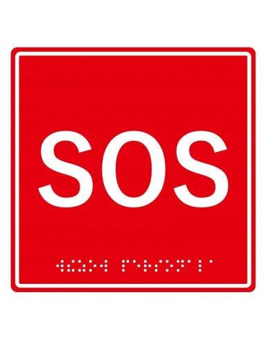 Табличка тактильная с пиктограммой SOS (150x150мм) (красный фон) Hostcall MP-010R1 в Нефтеюганске Дополнительное оборудование для ОПС Pintop.ru
