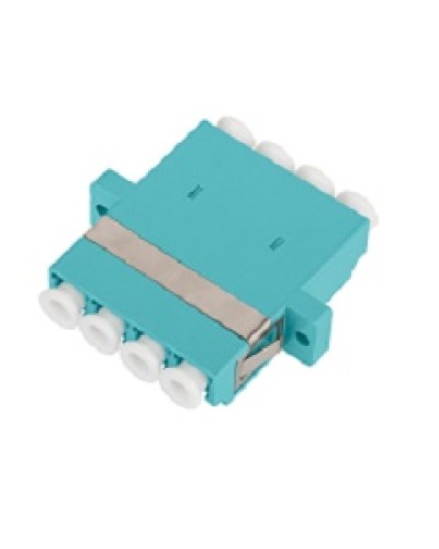 Адаптер NIKOMAX волоконно-оптический, соединительный, многомодовый, стандарта OM3, LC/UPC-LC/UPC, квадро, пластиковый, без шторки, с фланцами, аква, уп-ка 2шт. в Нефтеюганске Проходные адаптеры и розетки оптические Pintop.ru